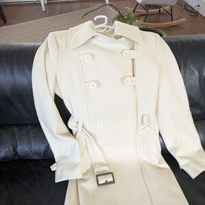 Guess Cream Double-Breasted Trench Coat